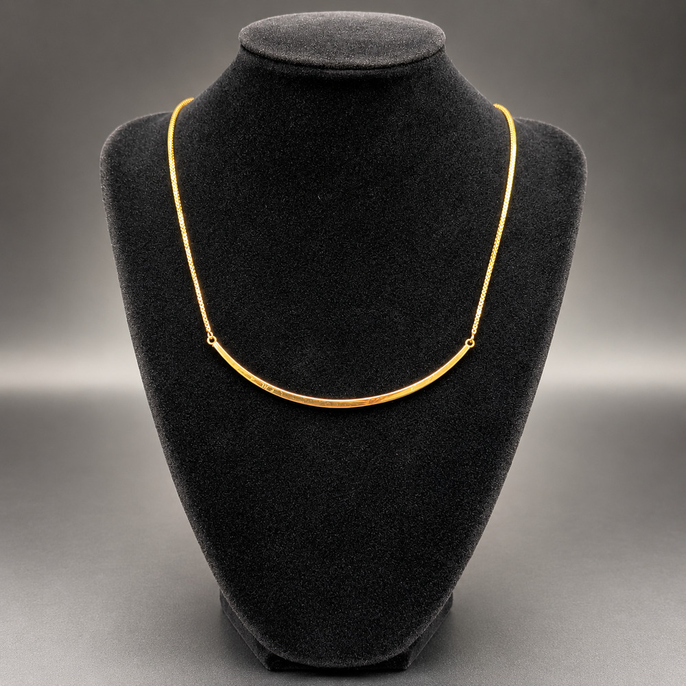JCM 925 Sterling Silver Gold Tone Curved Bar Necklace 17" Minimalist Vintage